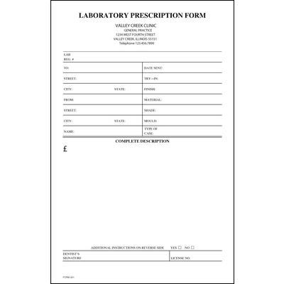 2 Part Laboratory Prescription Forms 5 1 2 W X 8 1 2 H Form 250 Sets Pkg Form