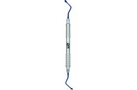 Curette chirurgicale – N° 11, moyenne, lame d'une largeur de 3,5 mm, dentelée, manche Shark, double extrémité