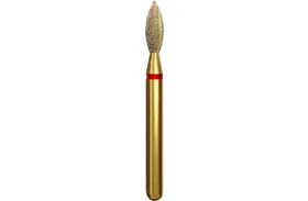 Instruments diamantés multicouches à usage multiple Alpen – FG, grain fin, rouge, forme oblongue à bout pointu, n° 368