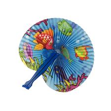 Tropical Fish Print Folding Fan, Multicolored, 10", 12/Pkg