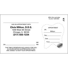Tooth Sticker Appointment Card, White, 3-1/2" W x 2" H, 500/Pkg