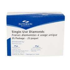Patterson® Disposable Diamonds – FG, Fine, Red, Round, # 801-023F, 2.3 mm Diameter, 2.2 mm Length, 25/Pkg