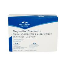 Patterson® Disposable Diamonds – FG, Fine, Red, Cylinder Moderate Bevel End, # 878-012F, 1.2 mm Diameter, 8.0 mm Length, 25/Pkg