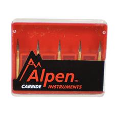 Alpen® Carbide Trimming and Finishing Burs – FG, Tapered 12 Flutes, Point End, 5/Pkg