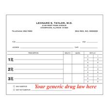 Triple Standard Prescription Blanks, Personalized, 100 Sheets/Pad; 5 Pads/Pkg.