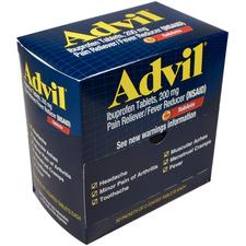 Advil® Ibuprofen Tablets – 200 mg Tablet, Industrial Pack, 2 Tablets/Envelope, 50 Envelopes/Pkg