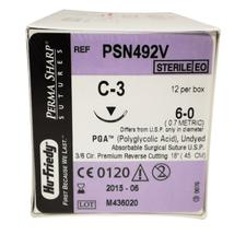 Perma Sharp® Polyglycolic Acid (PGA) Undyed Sutures Absorbable – 3/8 Circle, Premium Reverse Cutting, 18", 12/Pkg