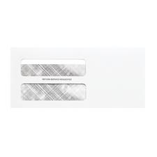 Double Window Envelopes, Self-Seal, Security Lined, White, 8-7/8" W x 4" H, 500/Pkg, Eaglesoft compatible