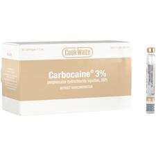 Cartouches d’injection de chlorhydrate de mépivacaïne 3 % Cook-Waite Carbocaine® sans vasoconstricteur – 1,7 ml, 50/emballage