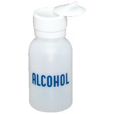 Distributeur d’alcool avec couvercle battant – Plastique, blanc opaque, 8 oz