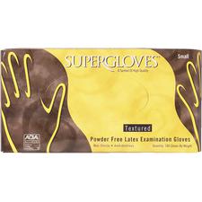 SUPERGLOVES® Latex Examination Gloves – Textured, Powder Free, 100/Box