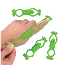 Stretchy Flying Frogs, Green, 3-1/2", 12/Pkg