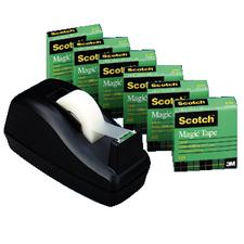 Scotch Deluxe Black Tape Dispenser and 6 Rolls of Magic Tape Value Pack