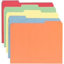 Sparco Colored File Folders, 1/3 Assorted, 11 Pt, 1 Ply, Letter Size, 100/Box