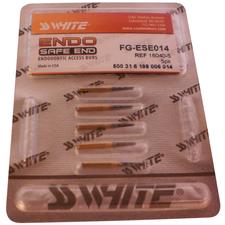 Fraises au carbure à accès endodontique avec bout sécuritaire Endo Safe – FG, longueur de tige de 24 mm, cône à bout arrondi, longueur de tête de 9 mm, 5/emballage
