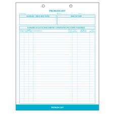 Problem List, Process Blue, 8-1/2" W x 11" H, 100/Pkg