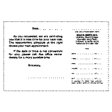 Combination Recall/Appointment Cards, Pre-Scheduled Appointment 