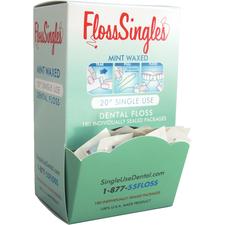 Floss Singles – Mint Waxed, Individually Packaged Singles, 180/Pkg