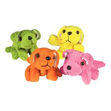 Plush Dogs, Assorted Colors, 3-3/4" W x 3" H x 4" D, 12/Pkg