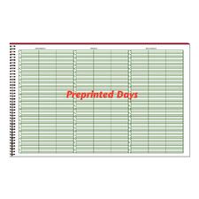 Preprinted Days Week-in-View Undated Wirebound Appointment Book, 17" x 11", 15-min. Intervals