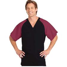Fashion Seal Healthcare® Unisex Raglan Sleeve Scrub Shirts, Navy/Ciel Blue