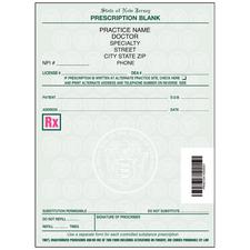 New Jersey Prescription Blanks – 2 Part, Personalized, 4" W x 5-1/2" H, 100 Sets/Pad, 5 Pads/Pkg