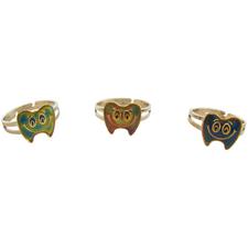 Tooth-Shaped Mood Rings, Changes Colors, Adjustable, 36/Pkg