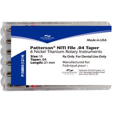 Patterson® NiTi Rotary Files – 25 mm Length, 6/Pkg