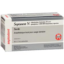 Injection Septanest® N Articaïne HCl 4 % avec 1:200 000 épinéphrine – Cartouche de 1,7 ml, 50/emballage