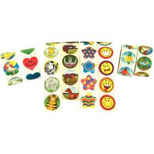 Patterson Fun Sticker Assortment, 1-1/2", 100 Stickers/Roll; 8 Rolls/Pkg, 800/Stickers