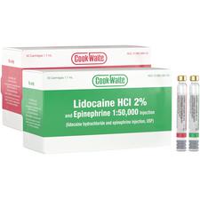 Cook-Waite Lidocaine HCl 2% and Epinephrine Injection - 1.7 ml Cartridge, 50/Pkg
