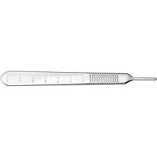 Scapel Blade Handle with Metric Ruler – # 3, Flat, 125 mm, Stainless Steel, Single End
