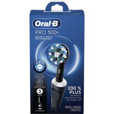 Oral-B® Pro 500+ Rechargeable Toothbrush With CrossAction/Sensitive Refills, Black