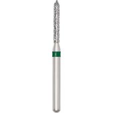 Patterson® Sterile Single-Use Diamond Burs – FG, Coarse, Green, Beveled Cylinder, # 885, 1.2 mm Head Diameter, 25/Pkg
