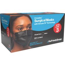 Masque chirurgical Crosstex™ doté de la technologie Secure Fit™  – ASTM niveau 3, noir, 50/pqt