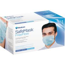 Medicom® SafeMask® FreeFlow™ Procedure Earloop Face Masks – ASTM F2100 Level 1, 50/Pkg