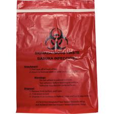 Waste Stick-On Bags – Red Biohazard, 100/Pkg