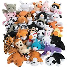 Assorted Plush Mini Bean Bag Animals – 4", 50/Pkg