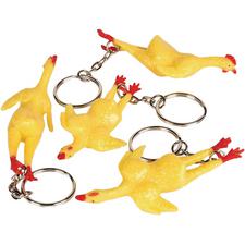 Stretch Rubber Chicken Keychain – 3", 12/Pkg 