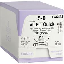 Vilet® Quick PGA Fast Absorbing Braided Suture – Premium Reverse Cutting, Undyed, 18", 12/Pkg