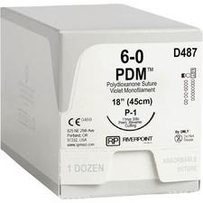 PDM® PDO Absorbable Sutures – Premium Reverse Cutting, Violet, P-1, 3/8 Circle, Size 6-0, 18" Length, 12/Pkg