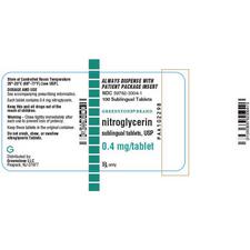 Nitroglycerin Sublingual Tablets – 0.4 mg Strength, 100/Pkg, NDC 59762-3304-01