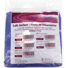 Braval® Lab Jacket – Material Approved for AAMI Level 3, Latex Free, Hip Length, Dark Blue, 10/Pkg