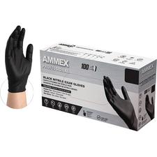 Ammex® Nitrile Exam Gloves – Latex Free, Powder Free, Black, 100/Pkg