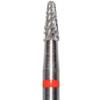 Tungsten Carbide Cutters – MF, Mini, X-Cut Fine, Red Ring - Conical Round End, HM 23MF-023, HP, 2.3 mm Diameter, 5.5 mm Head Length