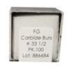 Tungsten Carbide Burs – HM 2 Inverted Cone FG, 100/Pkg - Size #33-1/2, 0.6 mm Diameter