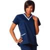 Fashion Seal Healthcare® Ladies’ Double V-Neck Tunics - Navy/Ciel Blue, 3 Extra Large