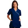 Fashion Seal Healthcare® Ladies’ Cross-Over Tunics with Contrasting Trim - Navy/Ciel Blue, Extra Small
