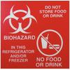 Red Magnetic Refrigerator Biohazard Labels 