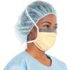 Masques chirurgicaux antibuée Fluidshield avec visière antireflet et écran total anti-éclaboussures – ASTM niveau 3, style plié avec attaches, orange, 25/emballage